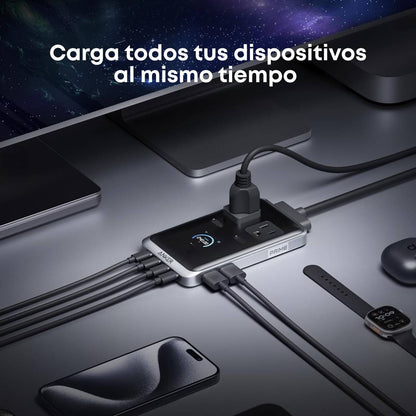Anker Estación de carga Prime, tipo C 8 en 1 de 240 W, cable de extensión desmontable de 1.5 m, 2 AC, 4 USB-C, 2 USB-A, para iPhone 17/16/15, accesorio de escritorio para MacBook
