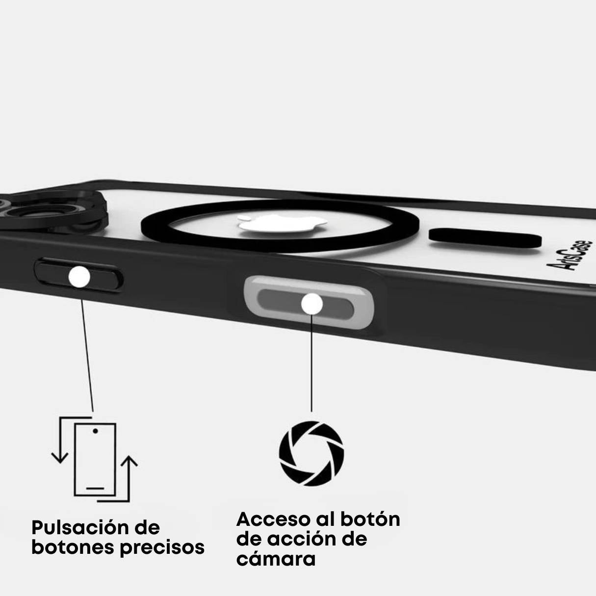 Funda ArtsCase para iPhone 17 con MagSafe, protección de grado militar, funda transparente bordes negros