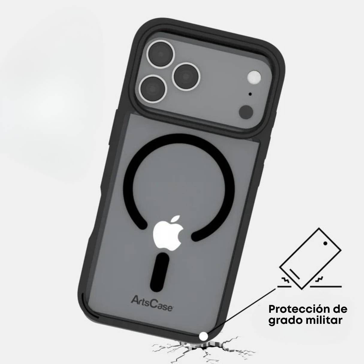 Funda ArtsCase para iPhone 17 Pro con MagSafe, protección de grado militar, transparente bordes negros