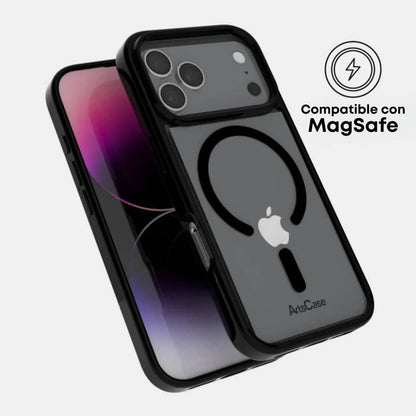 Funda ArtsCase para iPhone 17 Pro con MagSafe, protección de grado militar, transparente bordes negros
