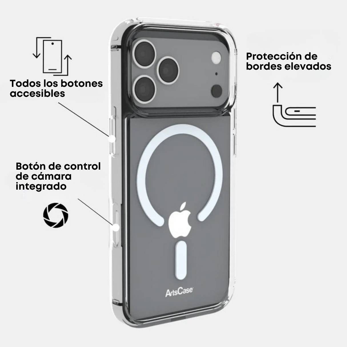 ArtsCase Funda MagSafe Transparente para iPhone 17 Pro