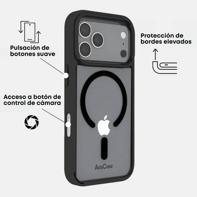 ArtsCase Funda MagSafe Transparente Bordes Negros para iPhone 17 Pro Max