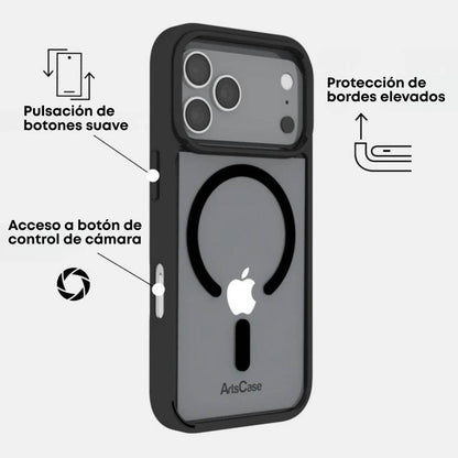 Funda ArtsCase para iPhone 17 Pro Max con MagSafe, protección de grado militar, transparente bordes negros
