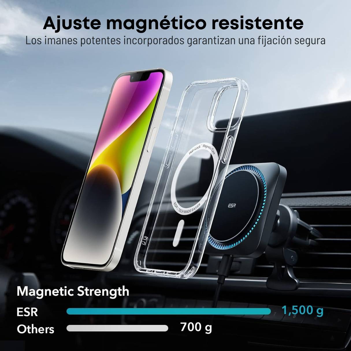 Funda ESR para iPhone 14/13 con MagSafe, protección de grado militar 3X, resistente al amarilleo. transparente