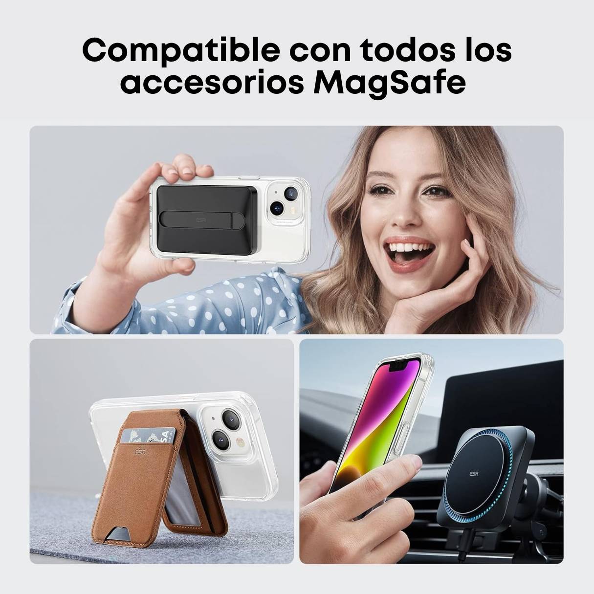Funda ESR para iPhone 14/13 con MagSafe, protección de grado militar 3X, resistente al amarilleo. transparente