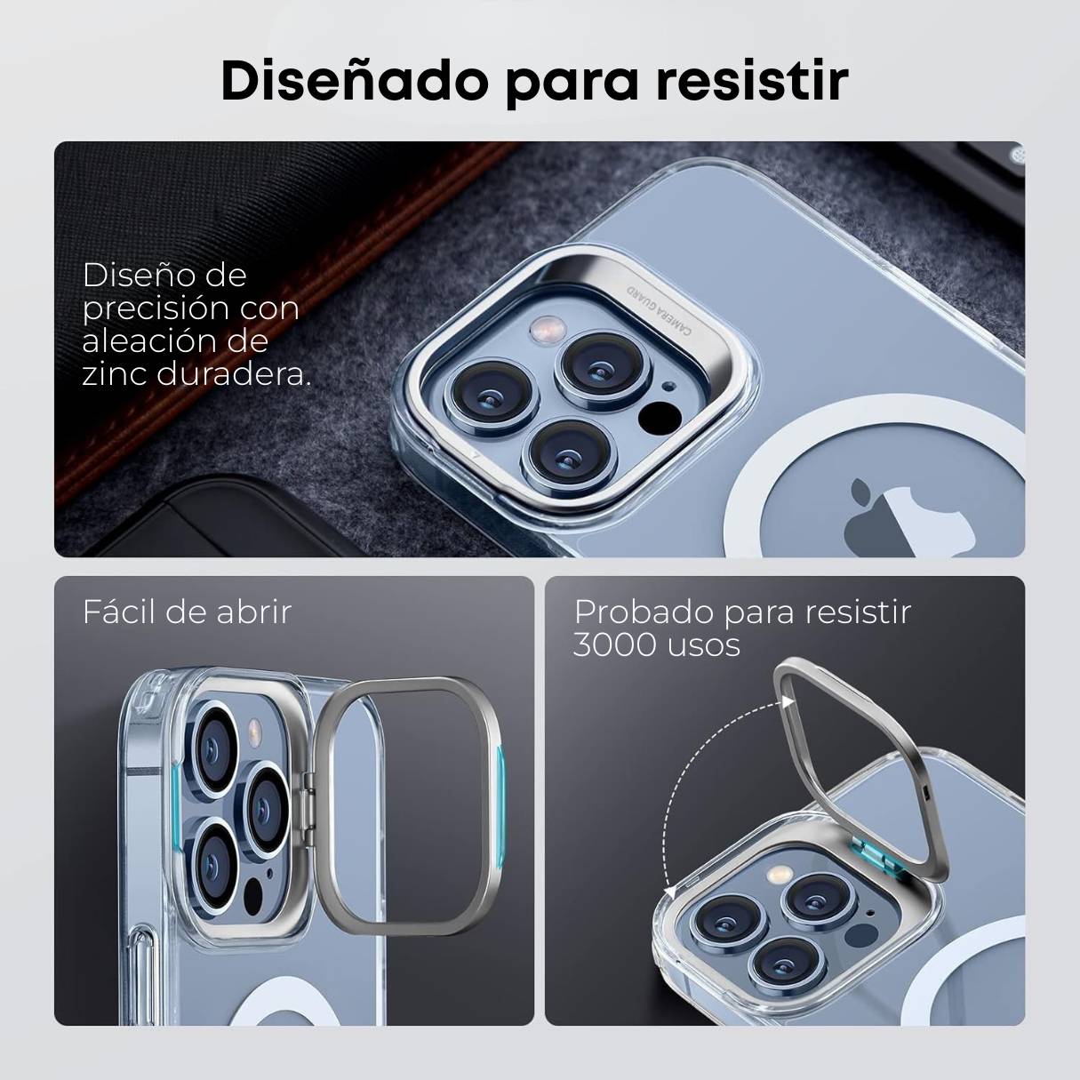 Funda ESR para iPhone 13 Pro con MagSafe, protección de grado militar 3X, anti amarilleo, con soporte de anillo de cámara integrado, funda transparente