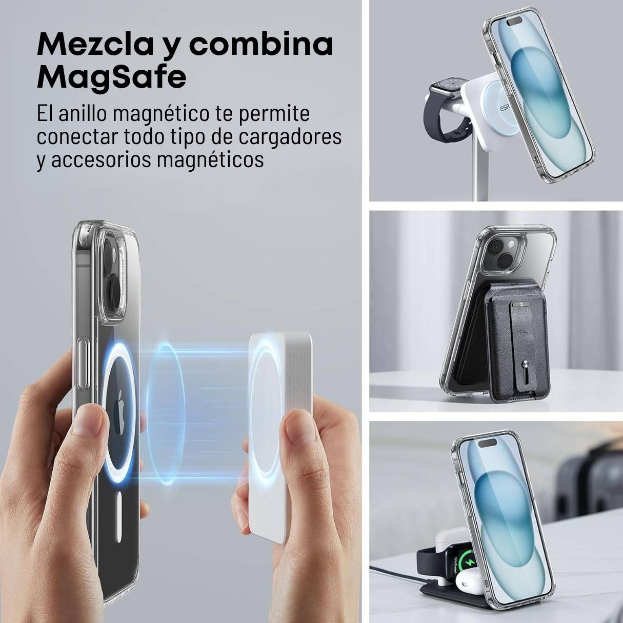 Funda ESR para iPhone 15 con MagSafe, protección de grado militar 3X, funda transparente