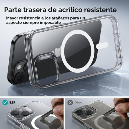 Funda ESR para iPhone 15 con MagSafe, protección de grado militar 3X, funda transparente