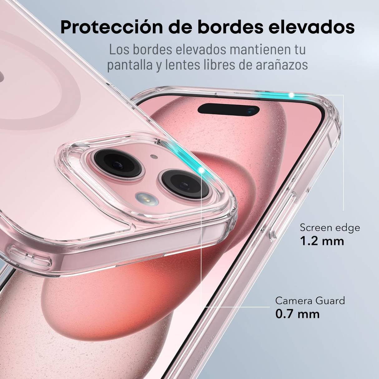 Funda ESR para iPhone 15 con MagSafe, protección de grado militar, resistente al amarilleo, rosa translúcido