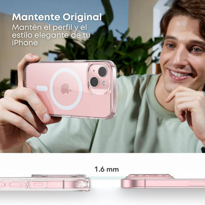 Funda ESR para iPhone 15 con MagSafe, protección de grado militar, resistente al amarilleo, rosa translúcido