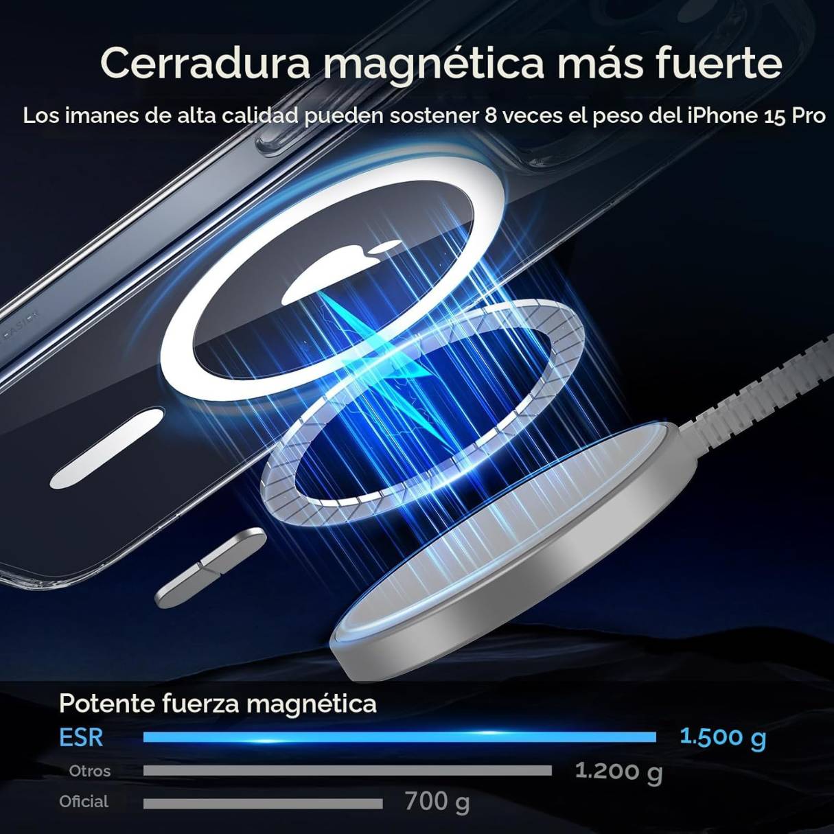 ESR Funda  MagSafe para iPhone 15 Pro transparente