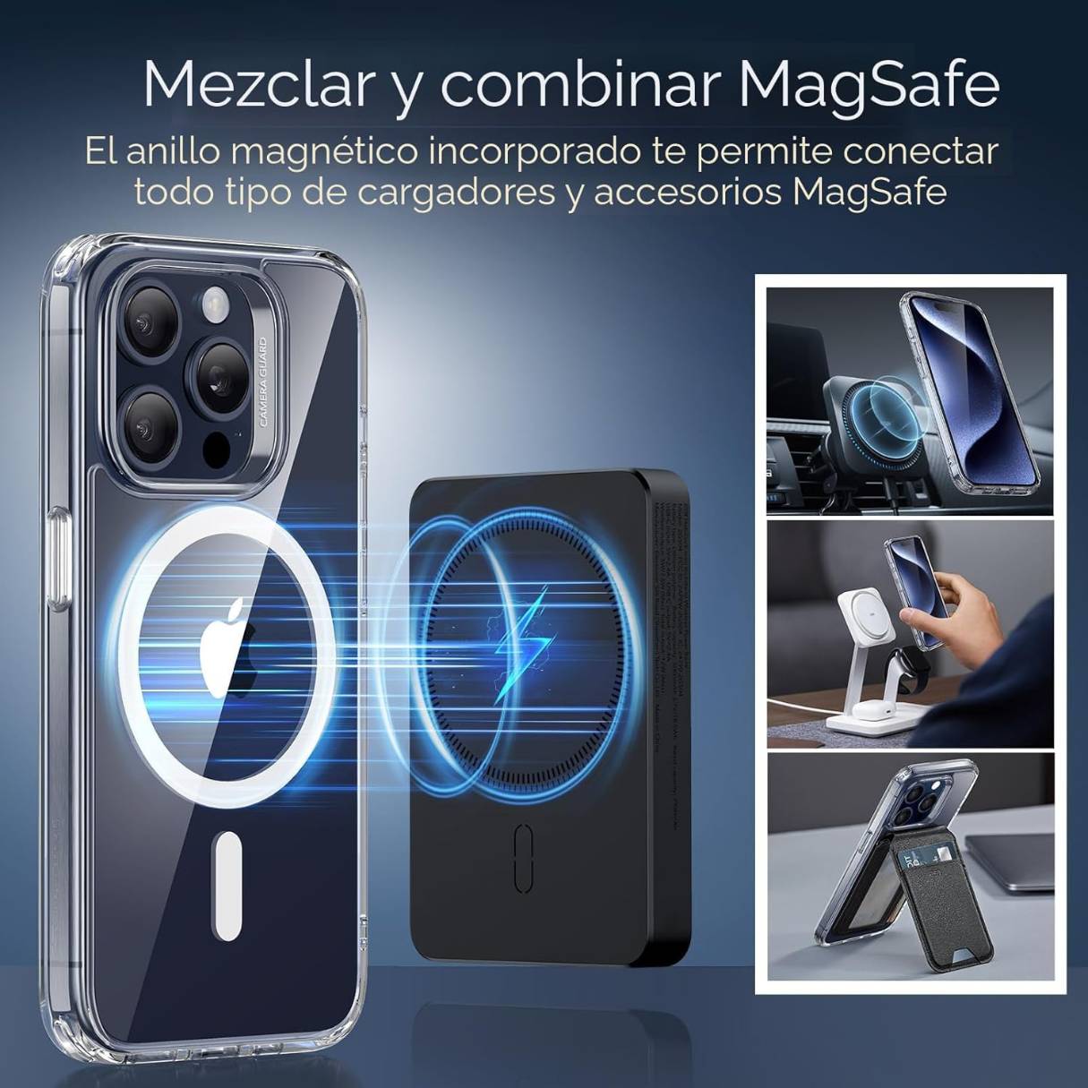 ESR Funda  MagSafe para iPhone 15 Pro transparente
