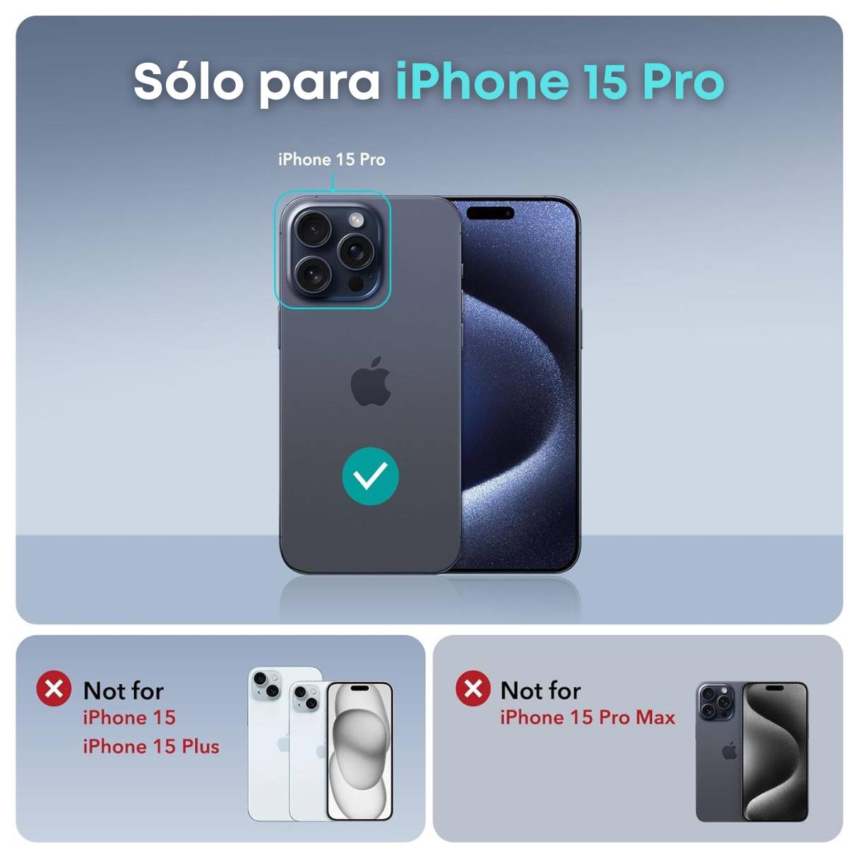 Funda ESR para iPhone 15 Pro con MagSafe, protección de grado militar 3X, anti amarilleo, soporte de anillo de cámara integrado, transparente