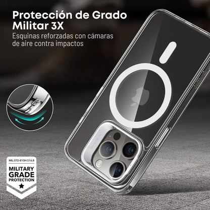 Funda ESR para iPhone 15 Pro con MagSafe, protección de grado militar 3X, anti amarilleo, soporte de anillo de cámara integrado, transparente