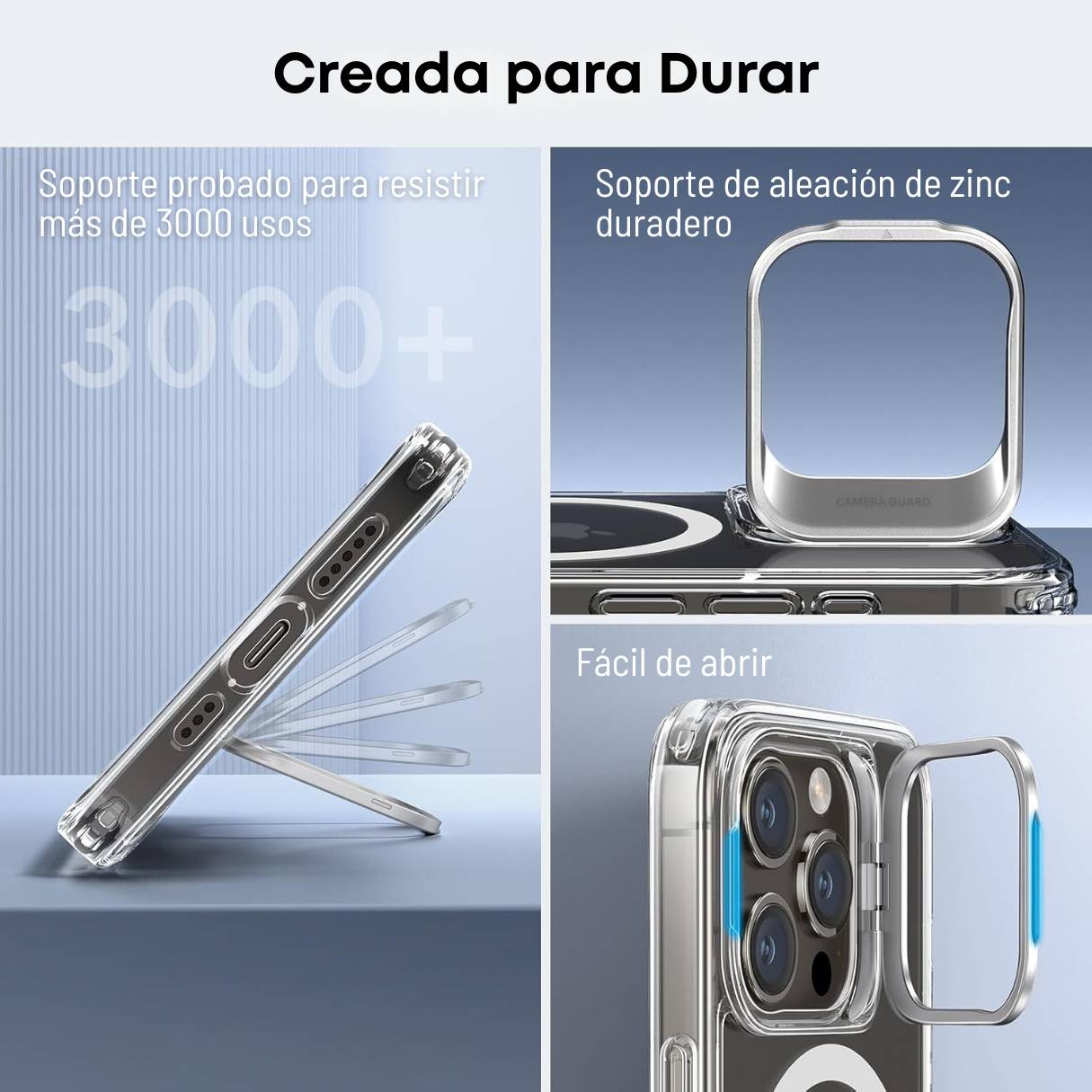 Funda ESR para iPhone 15 Pro con MagSafe, protección de grado militar 3X, anti amarilleo, soporte de anillo de cámara integrado, transparente