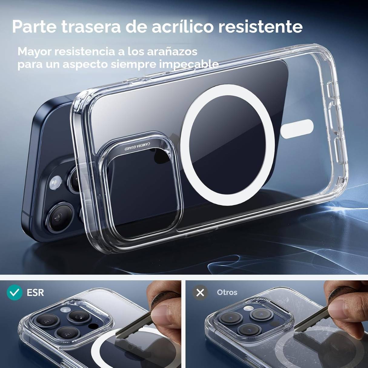 Funda ESR para iPhone 15 Pro Max con MagSafe, protección de grado militar 3X, funda transparente