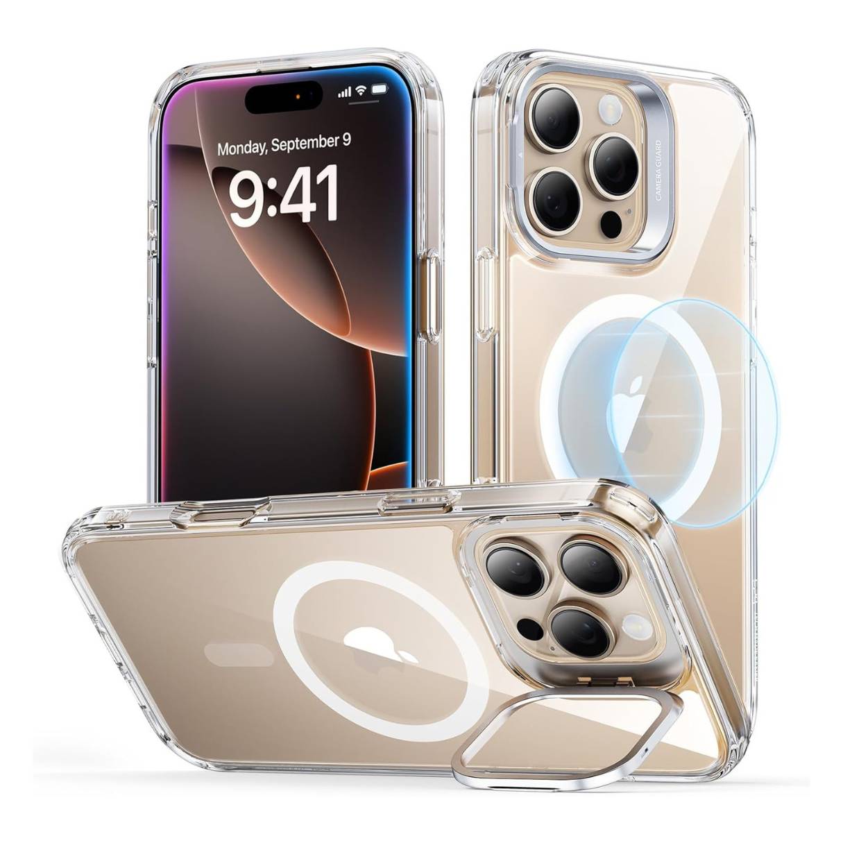 Funda ESR para iPhone 16 Pro Max con MagSafe, protección de grado militar 3X, anti amarilleo, soporte de anillo de cámara, funda transparente