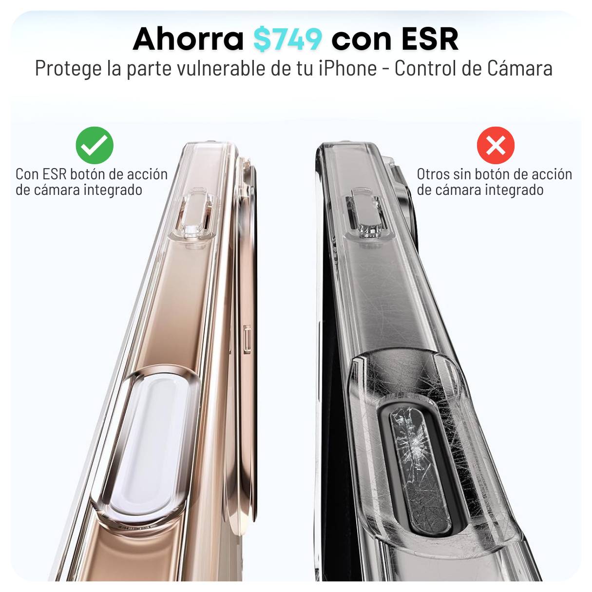 Funda ESR para iPhone 16 Pro con MagSafe, protección de grado militar 3X, anti amarilleo, soporte de anillo de cámara, funda transparente