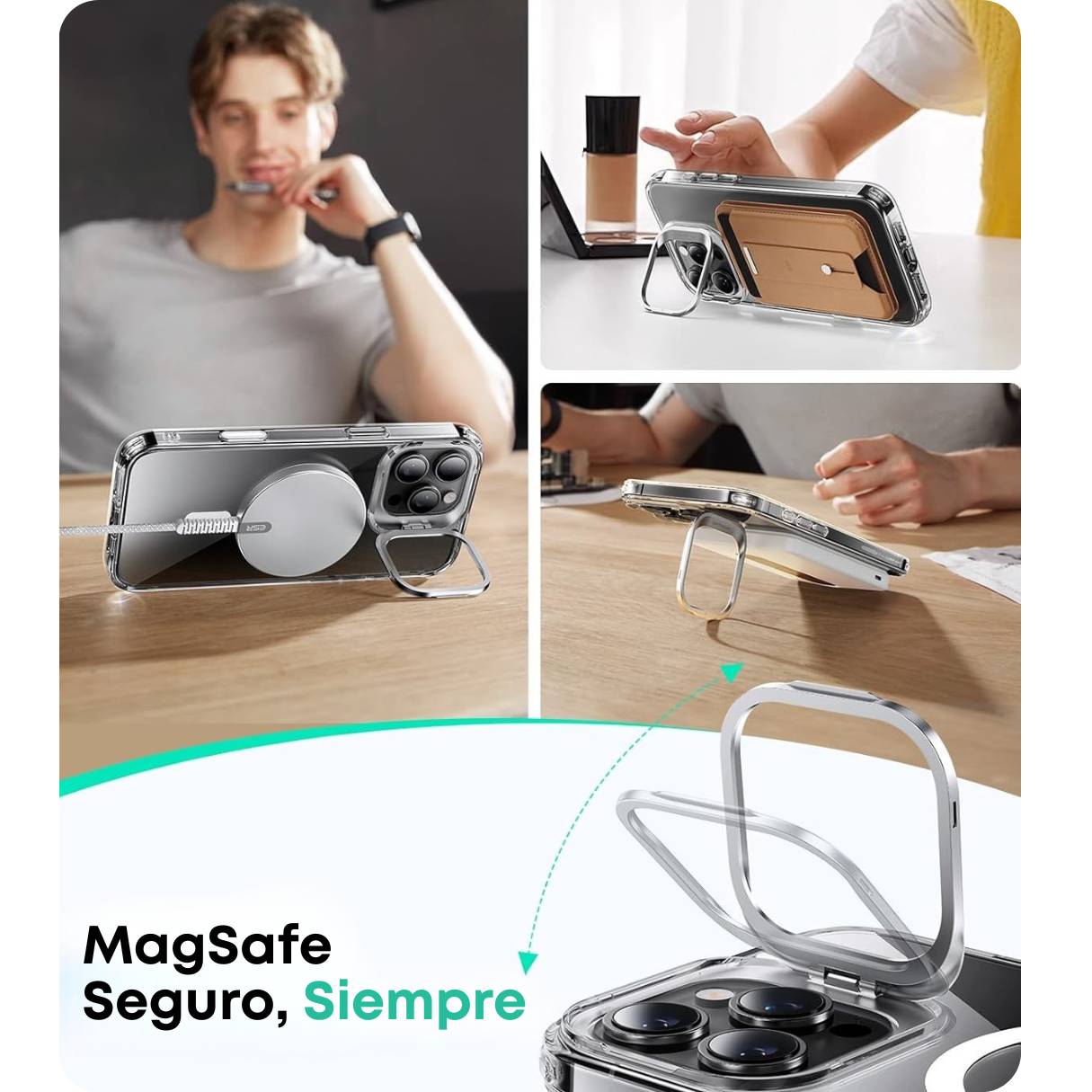 Funda ESR para iPhone 16 Pro con MagSafe, protección de grado militar 3X, anti amarilleo, soporte de anillo de cámara, funda transparente