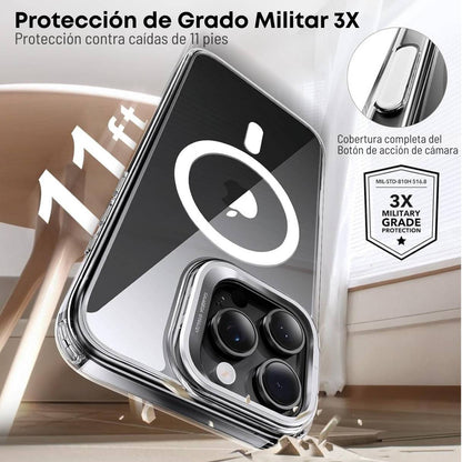Funda ESR para iPhone 16 Pro con MagSafe, protección de grado militar 3X, anti amarilleo, soporte de anillo de cámara, funda transparente