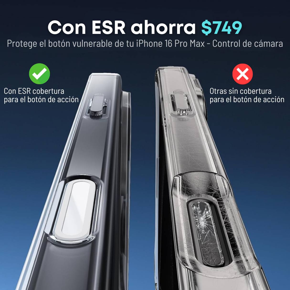 Funda ESR para iPhone 16 Pro Max con MagSafe, protección de grado militar 3X, anti amarilleo, transparente