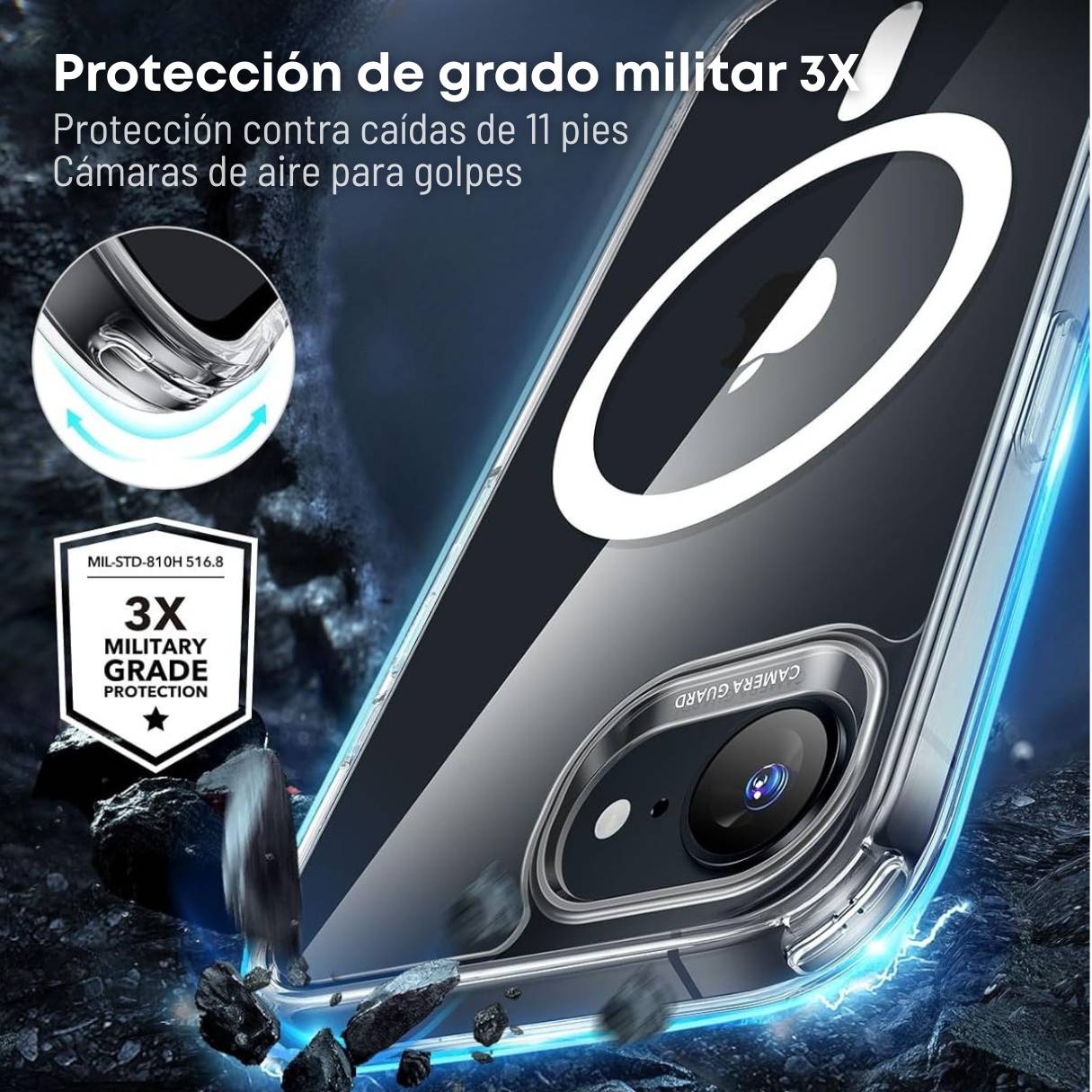 Funda ESR para iPhone 16e con MagSafe, protección de grado militar 3X, funda transparente
