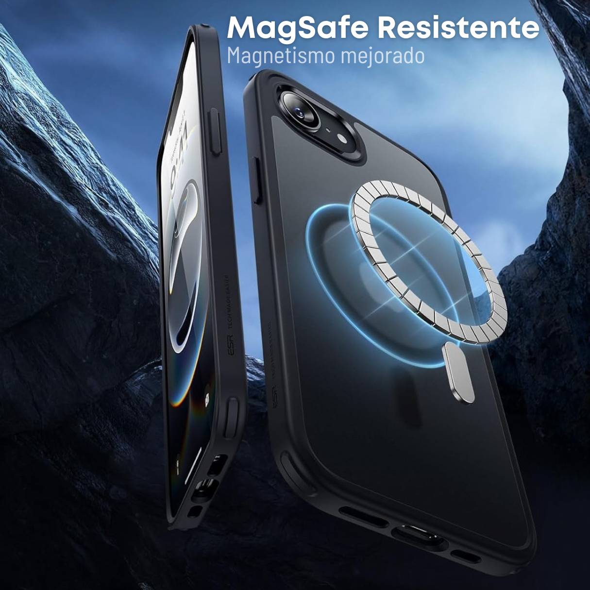 Funda ESR para iPhone 16e con MagSafe, protección de grado militar 3X, cámara de aire para golpes, negro mate