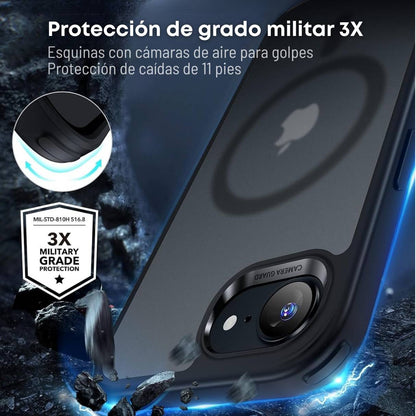 Funda ESR para iPhone 16e con MagSafe, protección de grado militar 3X, cámara de aire para golpes, negro mate