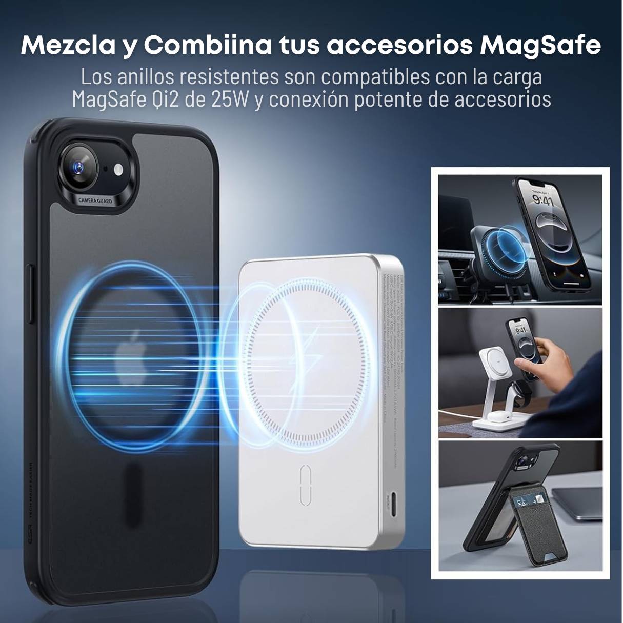 Funda ESR para iPhone 16e con MagSafe, protección de grado militar 3X, cámara de aire para golpes, negro mate