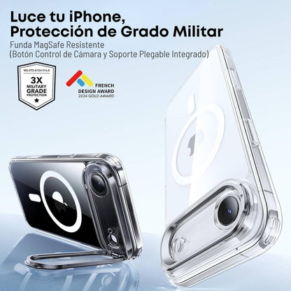 Funda ESR para iPhone 17 Air con MagSafe, protección de grado militar 3X, anti amarilleo, soporte de anillo de cámara integrado, funda transparente