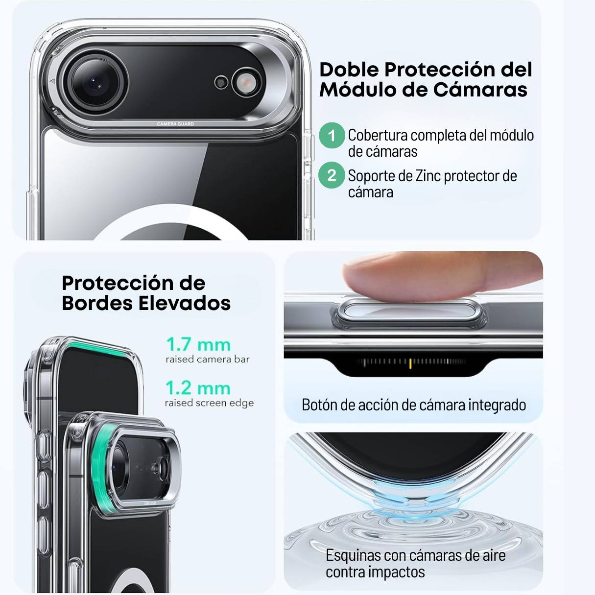 Funda ESR para iPhone 17 Air con MagSafe, protección de grado militar 3X, anti amarilleo, soporte de anillo de cámara integrado, funda transparente