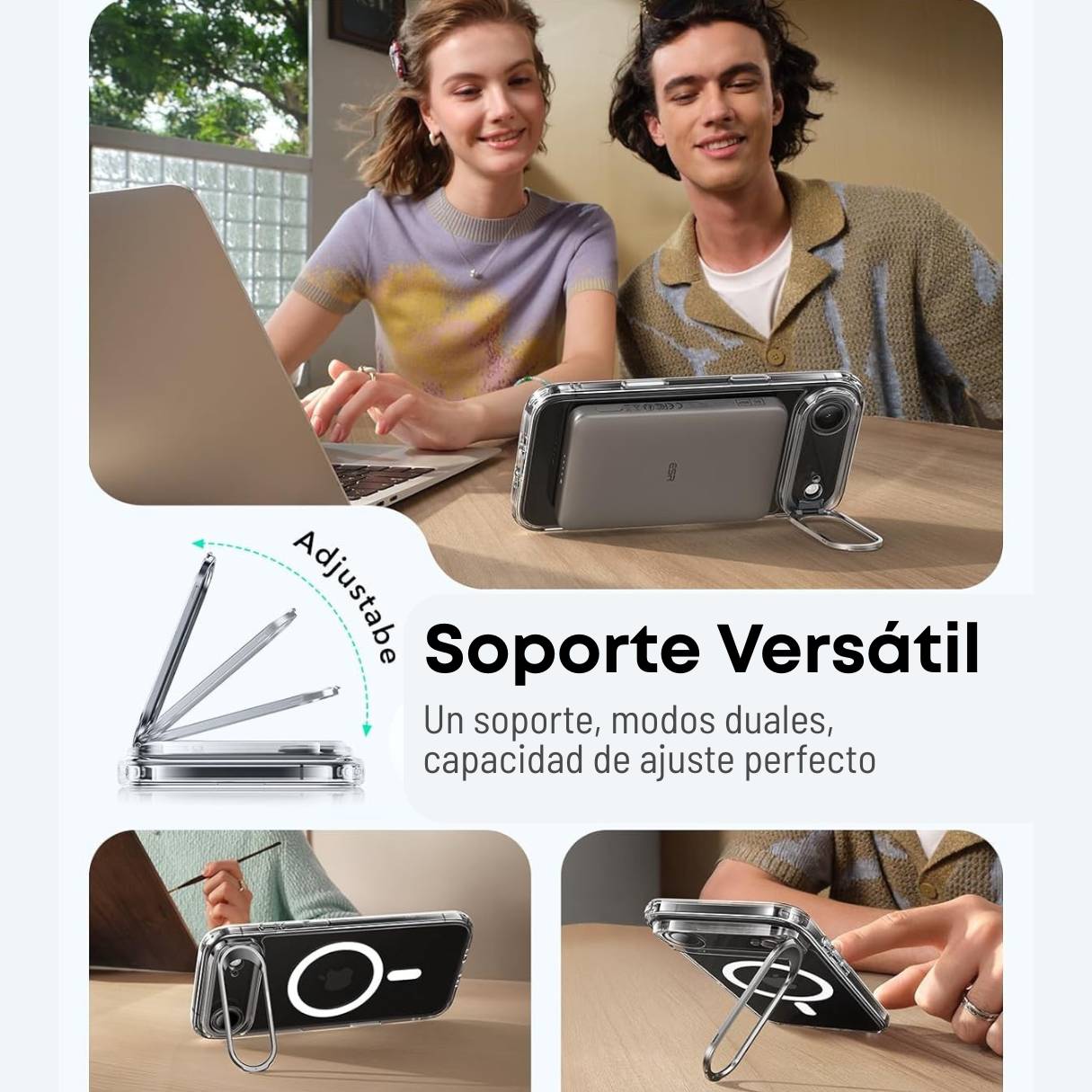 Funda ESR para iPhone 17 Air con MagSafe, protección de grado militar 3X, anti amarilleo, soporte de anillo de cámara integrado, funda transparente