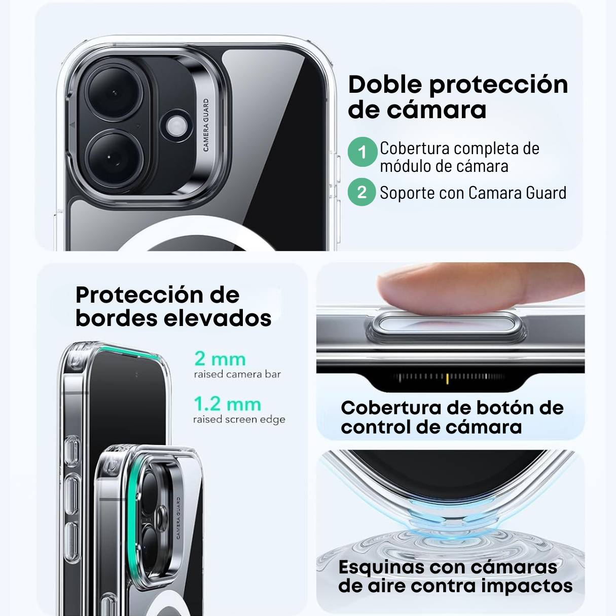 Funda ESR para iPhone 17 con MagSafe, protección de grado militar 3X, anti amarilleo, con soporte de anillo de cámara integrado, transparente