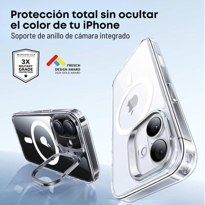 Funda ESR para iPhone 17 con MagSafe, protección de grado militar 3X, anti amarilleo, con soporte de anillo de cámara integrado, transparente
