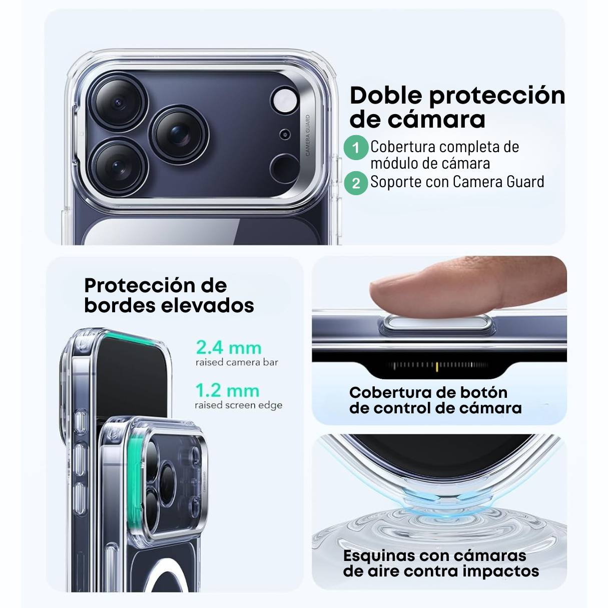 Funda ESR para iPhone 17 Pro con MagSafe, protección de grado militar 3X, anti amarilleo, con soporte de anillo de cámara integrado, transparente