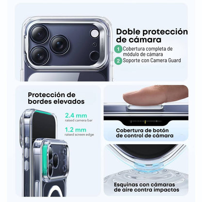 Funda ESR para iPhone 17 Pro con MagSafe, protección de grado militar 3X, anti amarilleo, con soporte de anillo de cámara integrado, transparente