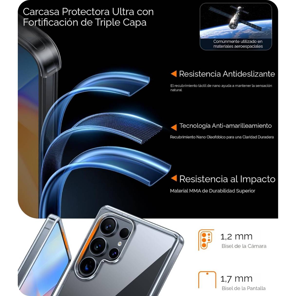 TORRAS Funda para Samsung Galaxy S25 Ultra, protección de grado militar, anti amarilleo, funda delgada transparente
