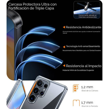 TORRAS Funda para Samsung Galaxy S25 Ultra, protección de grado militar, anti amarilleo, funda delgada transparente