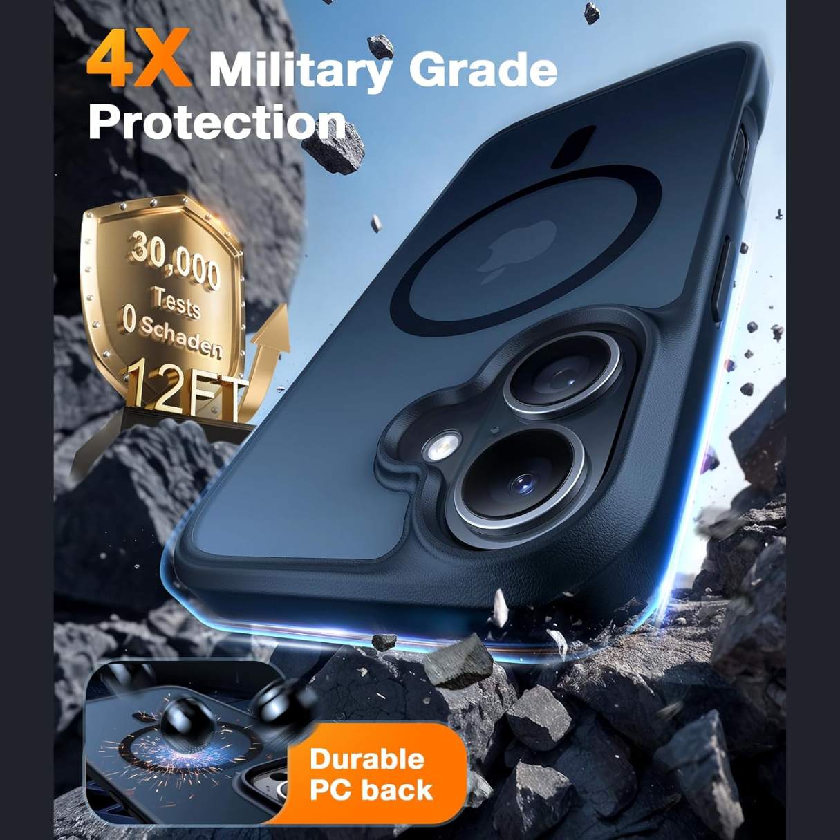 Torras Funda MagSafe para iPhone 16 Plus a prueba de golpes contra caídas de grado militar, translúcida delgada