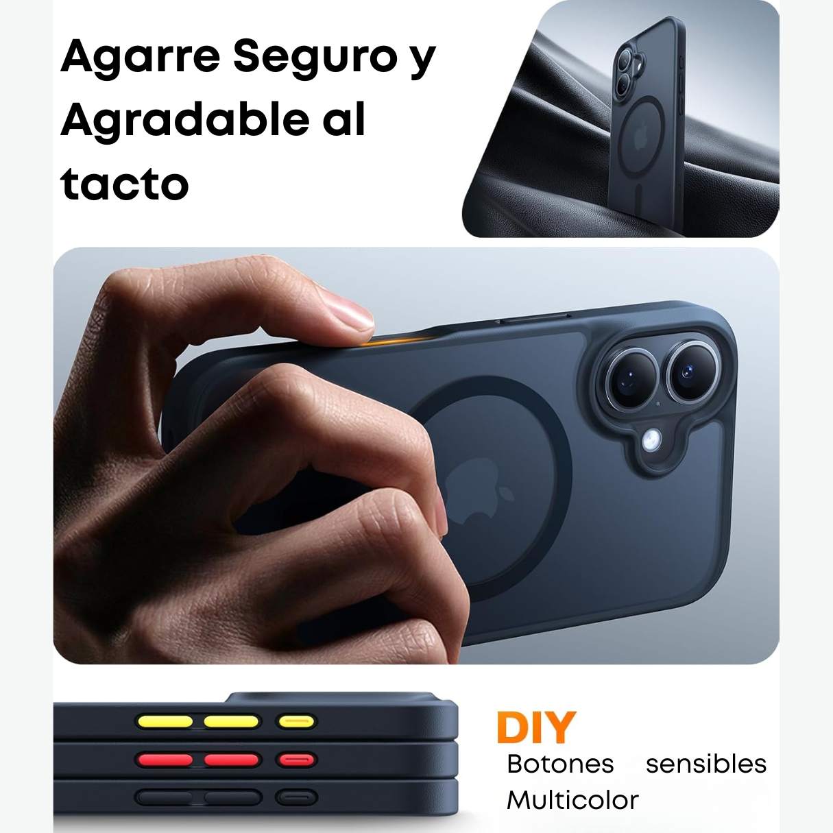 Torras Funda MagSafe para iPhone 16 Plus a prueba de golpes contra caídas de grado militar, translúcida delgada