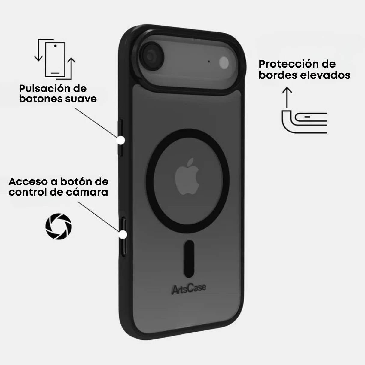Funda ArtsCase para iPhone 17 Air con MagSafe, protección de grado militar, transparente bordes negros