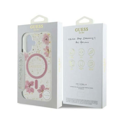GUESS Funda MagSafe Transparente con Rosa – iPhone 16