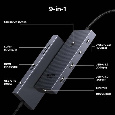 UGREEN Revodok Pro Hub USB-C 9 en 1 4K HDMI 100W PD