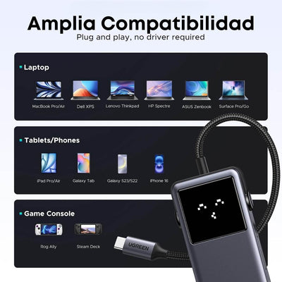 UGREEN Uno Hub USB-C 6 en 1 4K HDMI 10Gbps – Pantalla LED