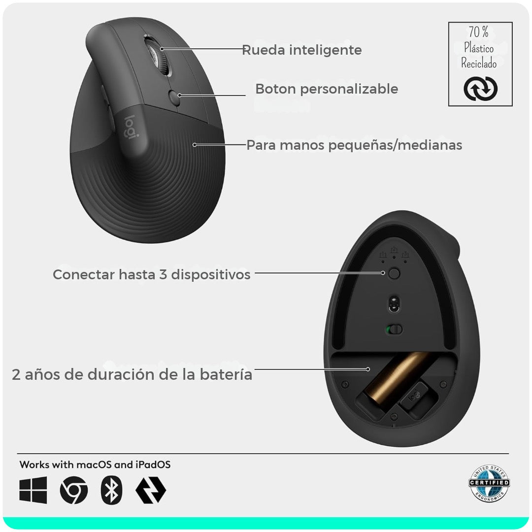Logitech Mouse Ergonómico Vertical Lift