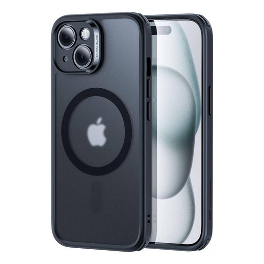 ESR Funda para iPhone 15 con MagSafe + Mica de Vidrio, protección de grado militar 3X, botones intercambiables, negro semitransparente