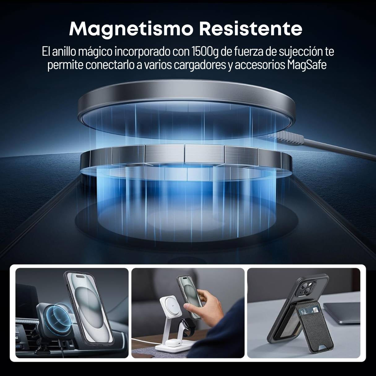 ESR Funda para iPhone 15 con MagSafe + Mica de Vidrio, protección de grado militar 3X, botones intercambiables, negro semitransparente