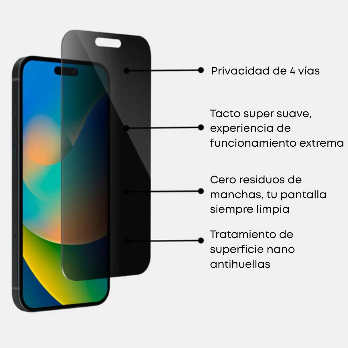 Artscase Mica de Vidrio iPhone 16 Pro Max Strong Shield Elite Privacy