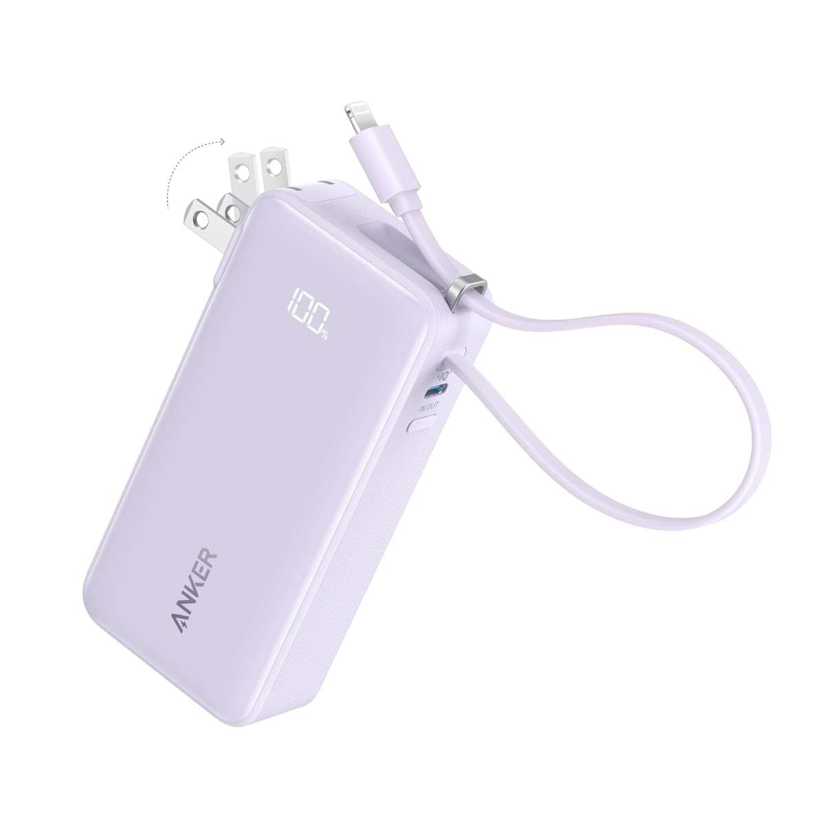 Power Bank 10000mAh Anker 3 en 1 con cable Lightning y enchufe integrado, para iPhone 14/13/12/11/X