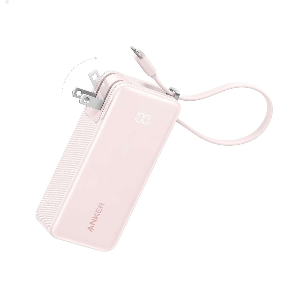 Power Bank 10000mAh Anker 3 en 1 con cable tipo C y enchufe integrado, para iPhone/Samsung